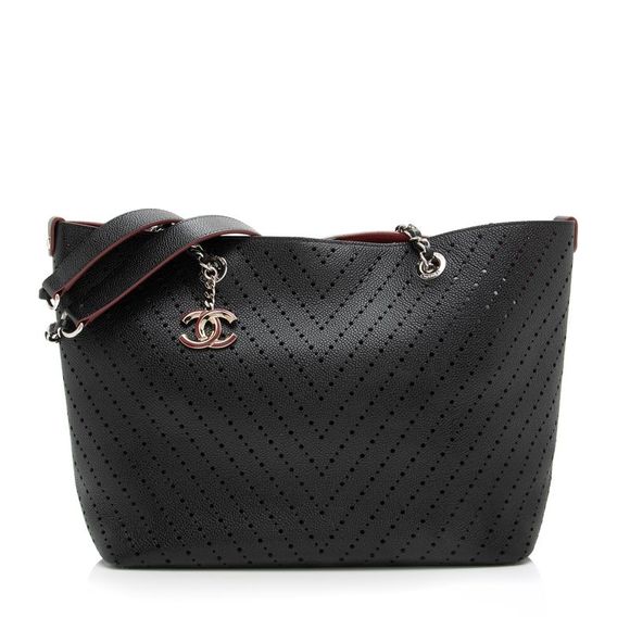 Chanel Handbags - Chanel Perforated Caviar Leather CC Shopping Tote